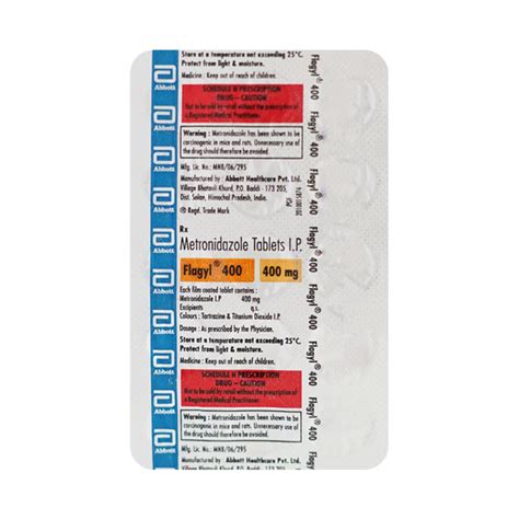 Flagyl 400mg Tablet 15'S : Price, Uses, Side Effects | Netmeds