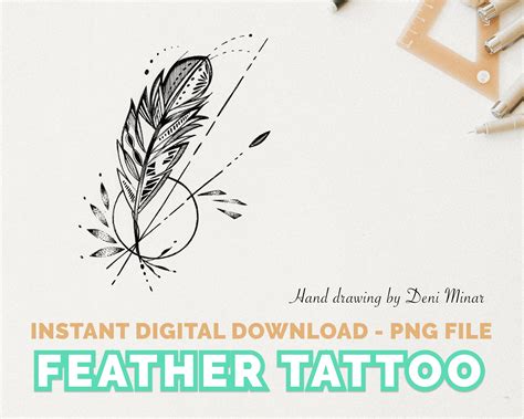 Feather Small Tattoo Design Hand Drawing for Freedom Lovers - Etsy