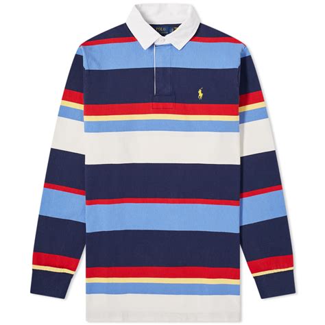 Polo Ralph Lauren Multi Stripe Jersey Rugby Shirt Newport Navy | END. (GB)