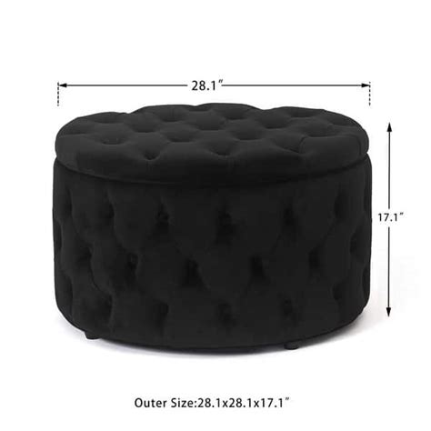 Adeco Round Velvet Storage Ottoman Button Tufted Footrest Coffee Table - On Sale - Bed Bath ...
