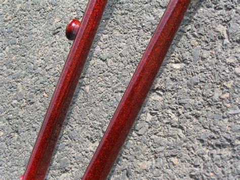 Red Vein powder coated bicycle frame. See our gallery here: http://boneheadperformance.com/photo ...