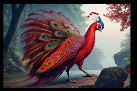 A painting of a Red peacock Template | PosterMyWall