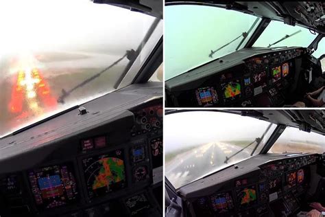 Watch from the cockpit as pilot lands plane in heavy thunderstorm | The Irish Sun