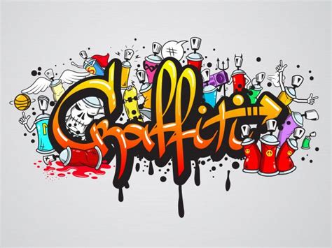 Free Vector | Graffiti characters composition print | Stencil graffiti ...