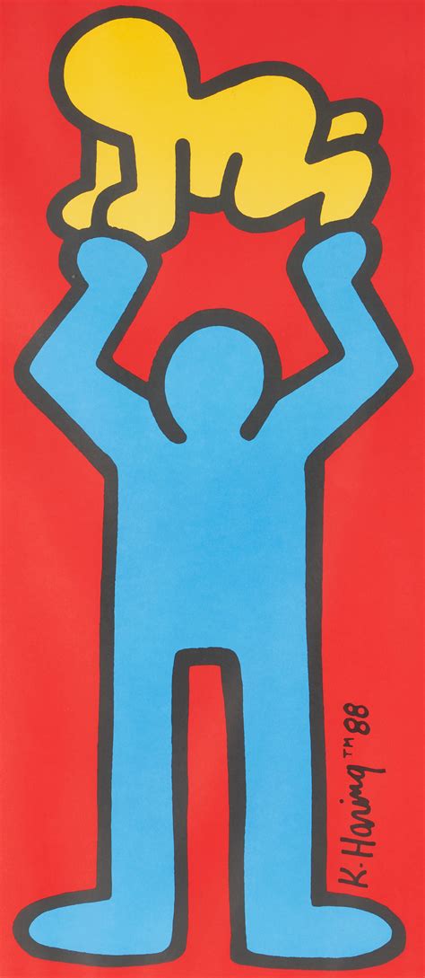 Lot 379: After Keith Haring 1991 Pop Art Screenprint, Man Holding Radiant Baby | Case Auctions