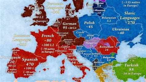 El mapa de las lenguas europeas y su número de hablantes nativos