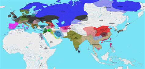 Old World languages and cities, 3000 BC by OneHellofaBird on DeviantArt