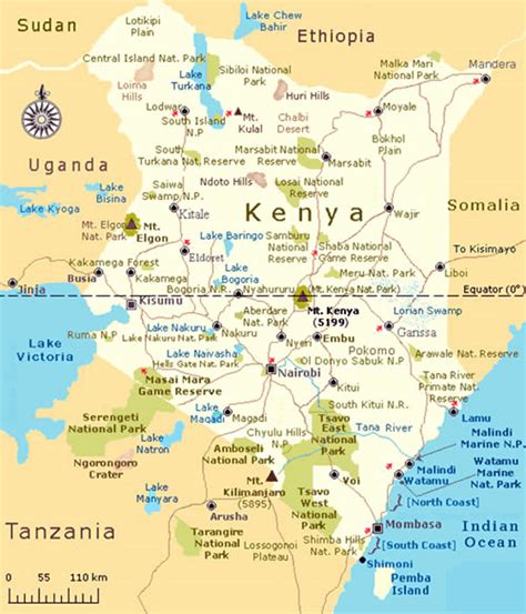 Kenya & Tanzania Safari Tourist Map