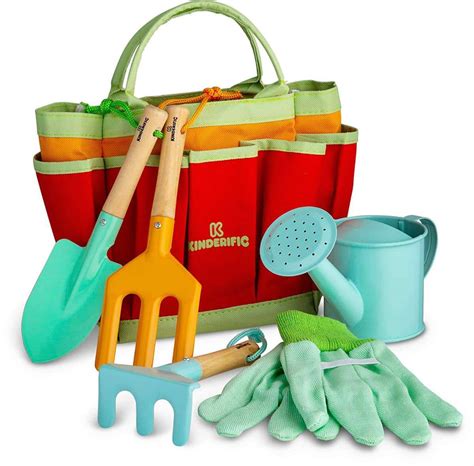 Kids Gardening Tool Set Watering Pail Can Rake Fork Gloves Shovel Bag ...