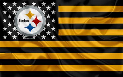 Download wallpapers Pittsburgh Steelers, American football team, creative American flag, yellow ...