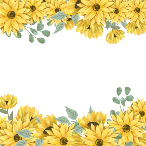 Sunflower Aesthetic Hd Transparent, Flower Wreath Aesthetic Sunflower Border, Sunflower, Wedding ...