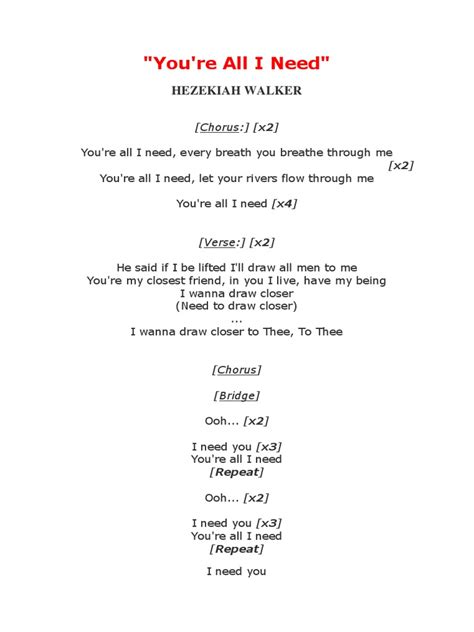 You're All I Need Hezekiah Walker | PDF