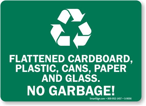 Flattened Cardboard, Plastic, Cans, No Garbage Sign, SKU: S-9056