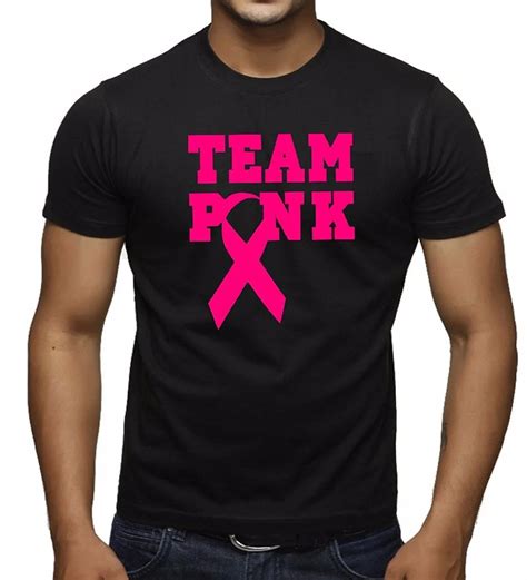 Novelty Shirts Short Zomer O Neck Men's Team Pink Breast Cancer Ribbon V395 T Shirt T Shirts For ...