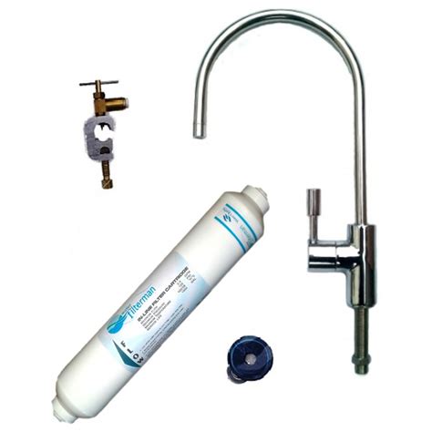 Tap water filter system complete with chrome swan neck filter tap