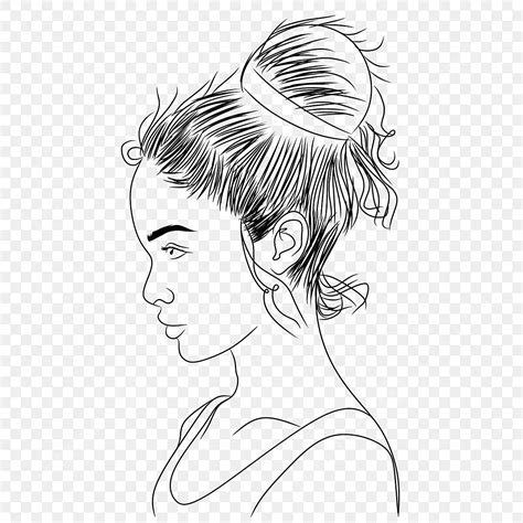 Beautiful Girl Vector Illustration Using One Line Art Painting Imprinted On Png Transparant ...