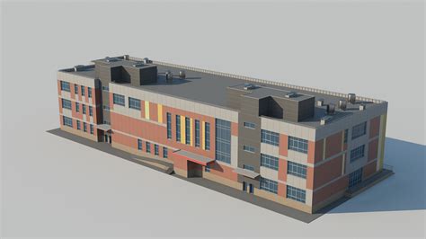 School Building 3D Model $99 - .max .obj .fbx - Free3D