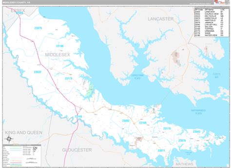 Middlesex County, VA Wall Map Premium Style by MarketMAPS - MapSales