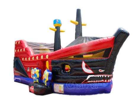 Shark Pirate Ship Inflatable Slide - Channal Inflatables