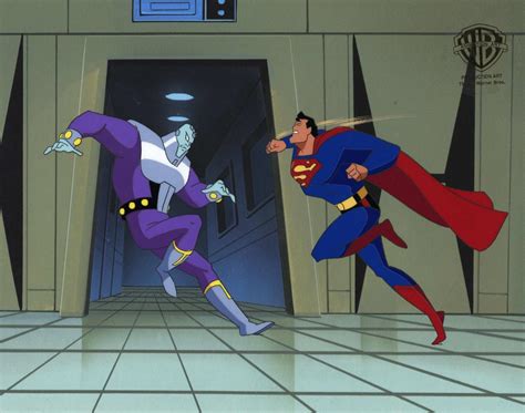 DC Comics Studio Artists - Superman Animated Series Original Cel/Background w/ Drawing: Superman ...