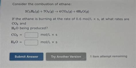 Solved Consider the combustion of ethane: | Chegg.com