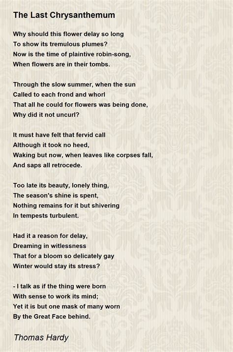 The Last Chrysanthemum - The Last Chrysanthemum Poem by Thomas Hardy