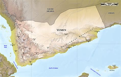 Blue Green Atlas - Free relief map of Yemen