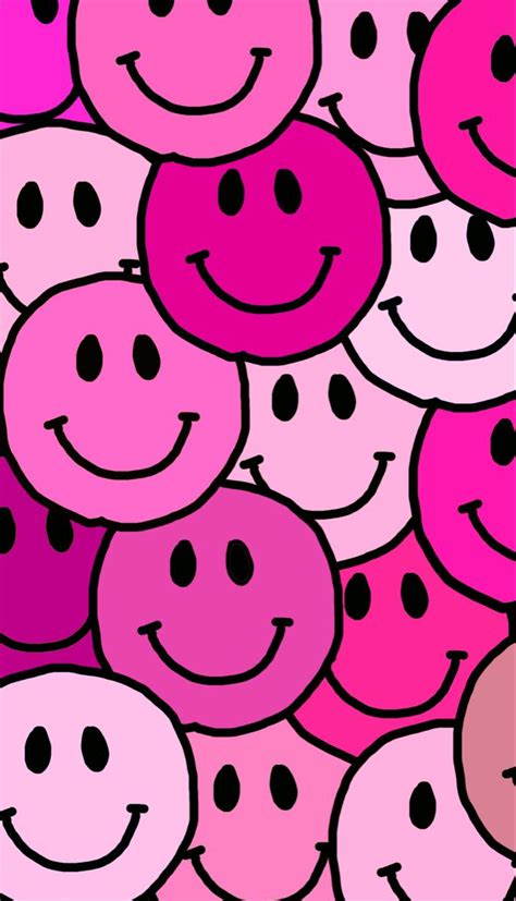 Trendy Pink Smiley Face Wallpaper