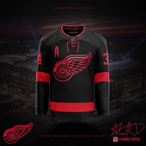 Detroit Red Wings stealth black concept jersey : r/hockeyjerseys