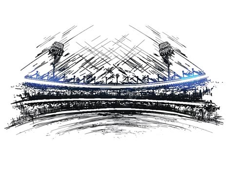 Cricket Stadium Sketch For A Spectacular Tournament Poster Vector, Poster, Professional, Game ...