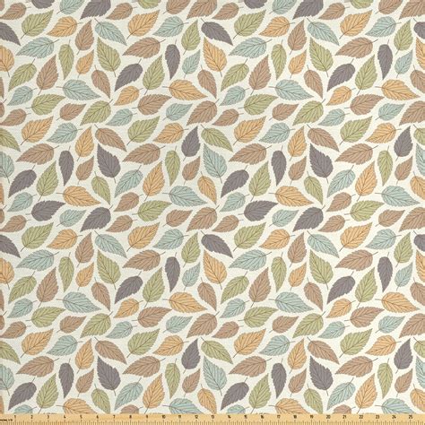 Leaves Fabric by The Yard, Autumn Theme Pastel Colors Leaf Pattern ...