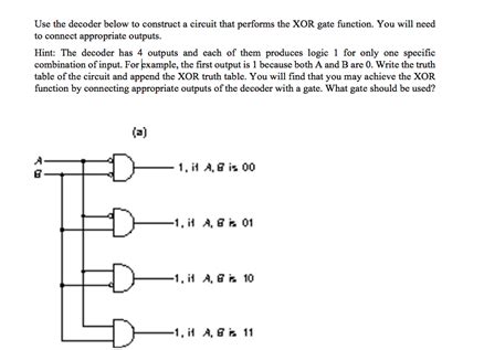 (Solved) - Use the decoder below to construct a circuit that performs ...