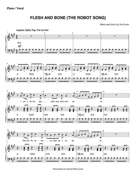 Flesh and Bone (The Robot Song) | newmusicaltheatre.com | Sheet Music ...