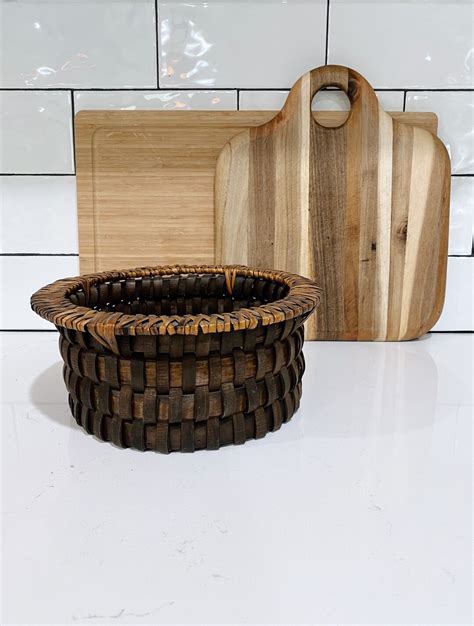 Dark Brown Wicker Round Basket - Etsy