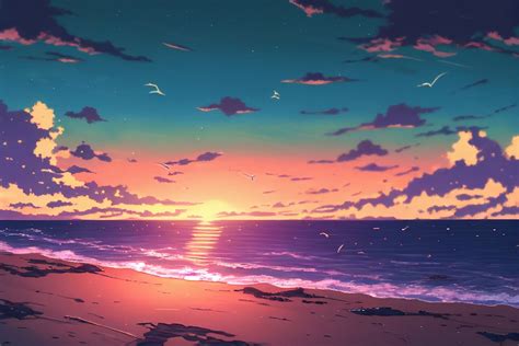 5 Beach at Sunset Stream Background Assets Perfect for Any V-tuber ...