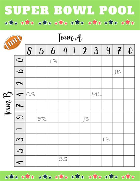 Super Bowl Squares Printable | Hirschfeld