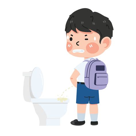 dessin animé enfant pipi sur le toilette 24098135 Art vectoriel chez Vecteezy