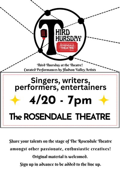 Third Thursdays at The Rosendale Theatre Curated Performances by Hudson Valley Artists – The ...