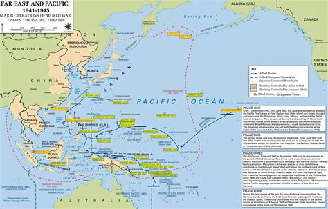 Map of Allied offensives against Japan in the Pacific theatre of WWII ...