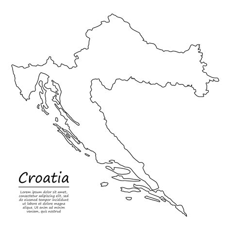 Simple outline map of Croatia, silhouette in sketch line style 21852458 ...