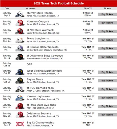 Texas Tech Football Schedule 2024 Printable - Val Libbie