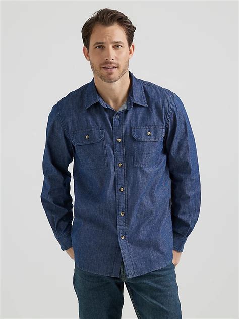 Men’s Wrangler® Long Sleeve Twill/Denim Shirt | SHIRTS | Wrangler®