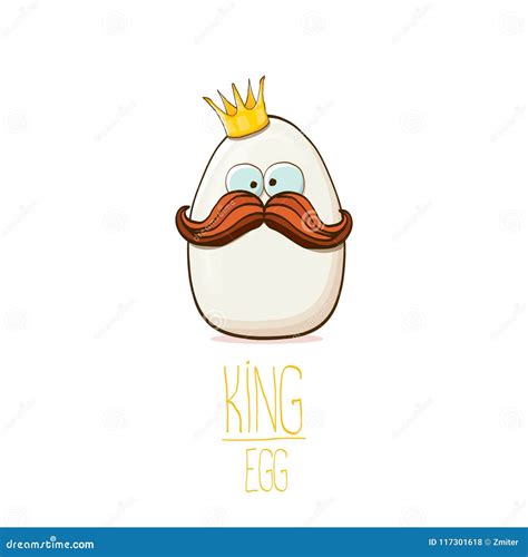 White Egg King with Crown Cartoon Characters Isolated on White ...