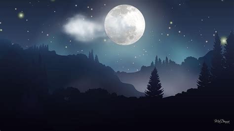 Moonlight Background. Pretty Moonlight , Moonlight Sky and Moonlight Dandelions, Anime Moonlight ...