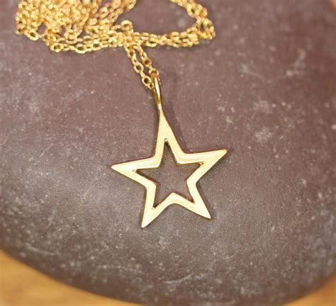 Gold star necklace, celestial necklace, silver star outline pendant, twinkle twinkle little star ...