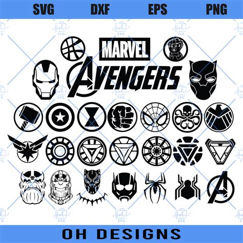 Marvel Avengers Logos Superhero SVG, Superhero SVG - Inspire Uplift