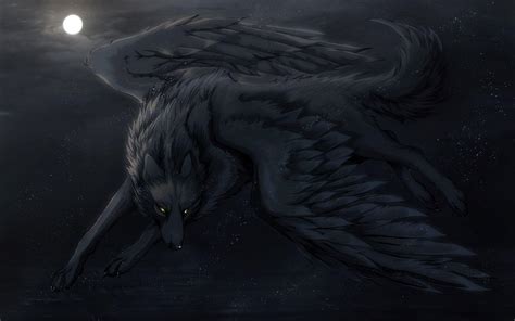 Black Spirit Wolf With Wings - Goimages System