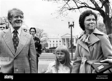 Presidential candidate Jimmy Carter, Amy Carter and Rosalynn Carter take a walk in Lafayette ...