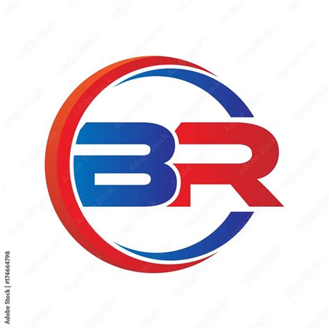 br logo vector modern initial swoosh circle blue and red Stock Vector ...