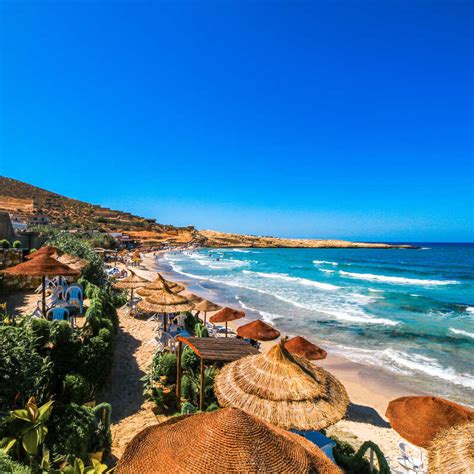 Panorama Of Hammamet Beach In The Mediterranean Coast Of Tunisia, North ...